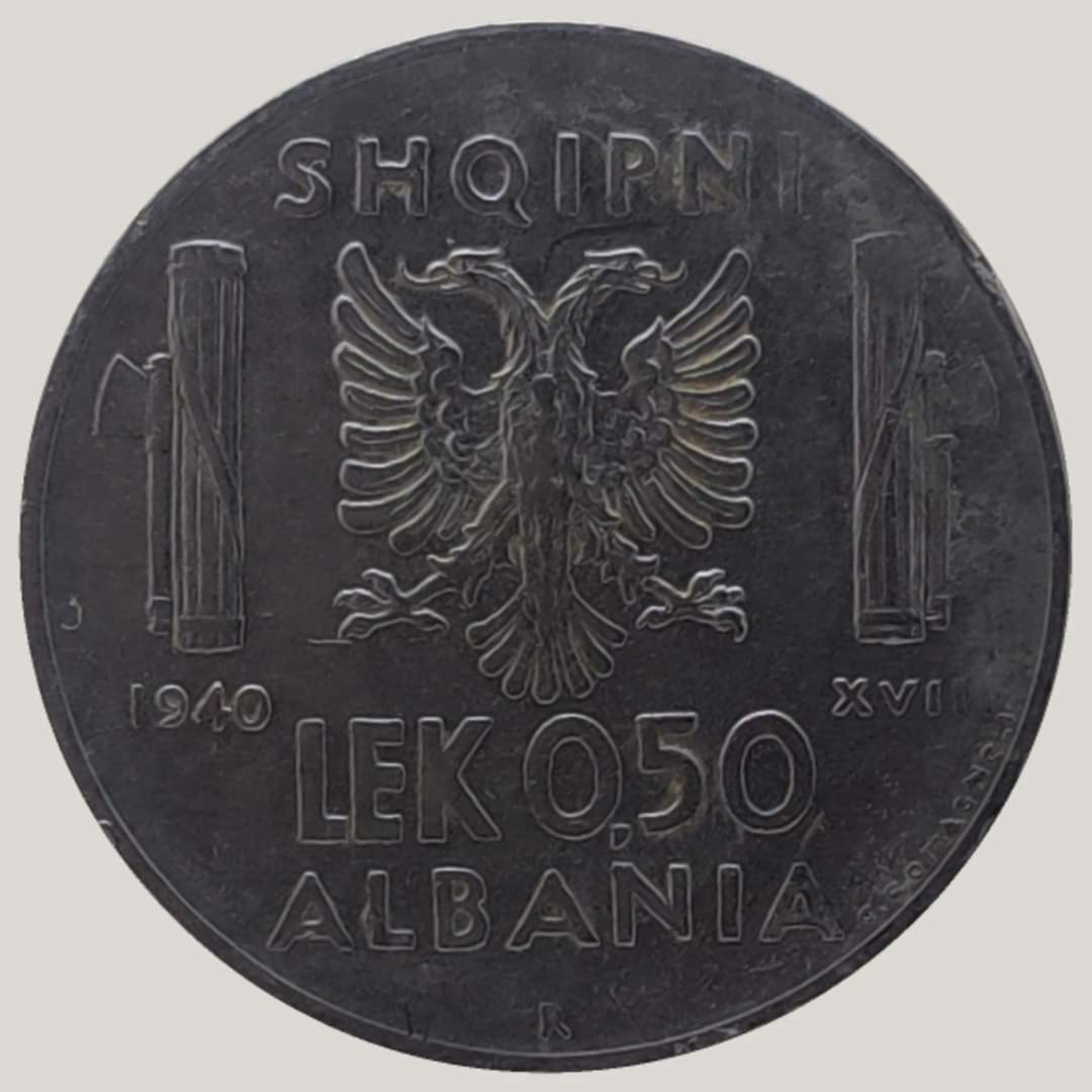 0.50-Lek---1940-R-XVIII---Albania-/-Die-Chip